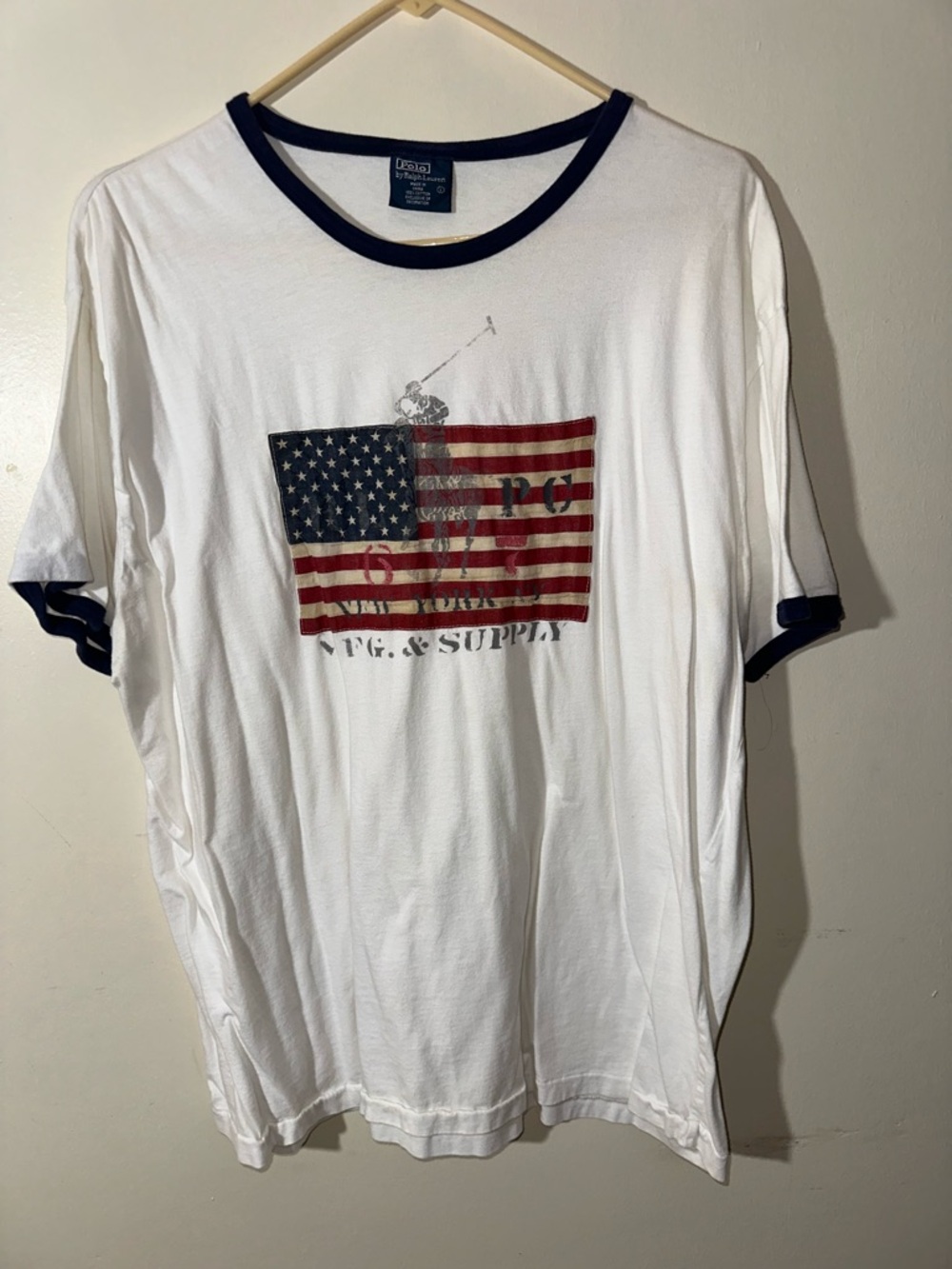 Polo by Ralph Lauren White Ringer Polo Graphic T-Shirt - American Flag